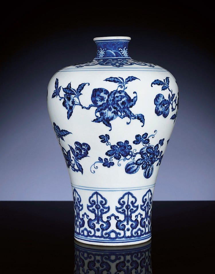 A Superb Ming-Style Blue And White Vase, MEIPING comparable sale
