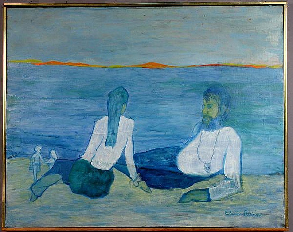 Elsie Rubin comparable auction result: signed elsie rubin oil on canvas at the beach