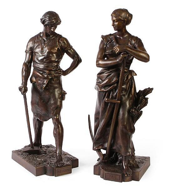Jean-Paul Aubé comparable auction result: a group of two bronze figures pax and pax et labor
