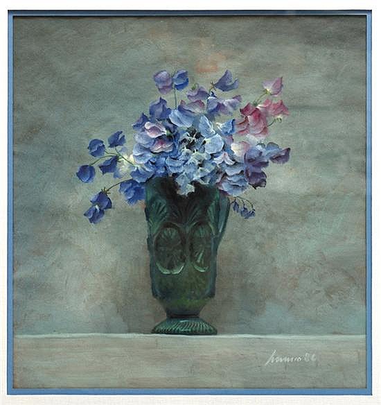Lauro Lopez comparable auction result: lauro lopez vase signed and dated 86 gouache on paper