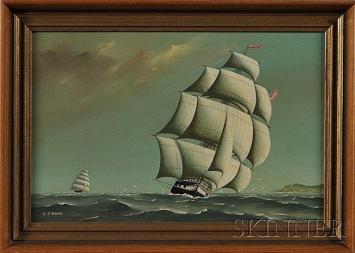 christopher j guise american late 19th early 20th century portrait of the frigate constitution in coastal waters signed l l v · Skinner · 2010-03-07 Christopher J. Guise comparable auction result: christopher j guise american late 19th early 20th century portrait of the frigate constitution in coastal waters signed l l v