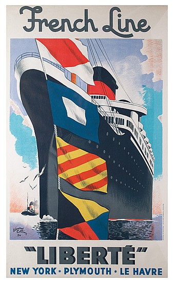 Edouard Collin comparable auction result: edouard collin 1906 1983 french line libert 1950 38x23 inches 98x59 cm editions transatlantique