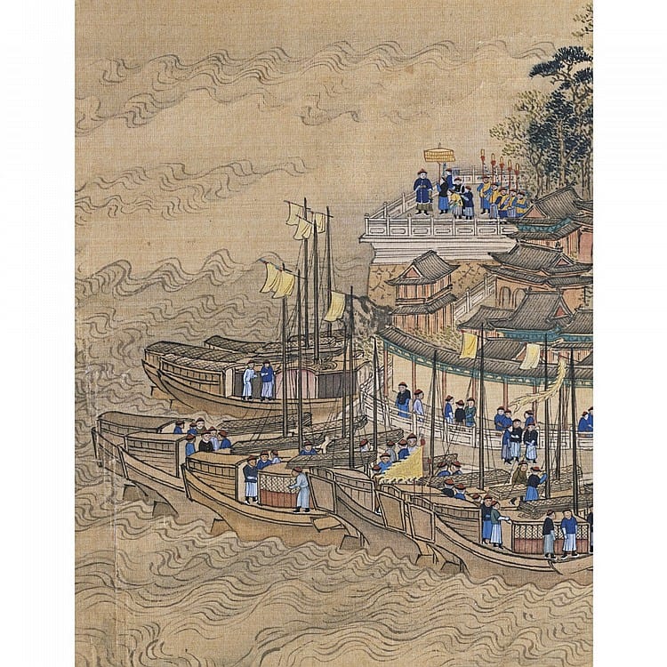 The Kangxi Emperor'S Nanxun Tu ('SOUTHERN INSPECTION TOUR'), NO. 6: VISIT TO MOUNT JINSHAN BY WANG HUI (1632-1717) QING DYNASTY, KANGXI PERIOD, 1691-1697 comparable sale