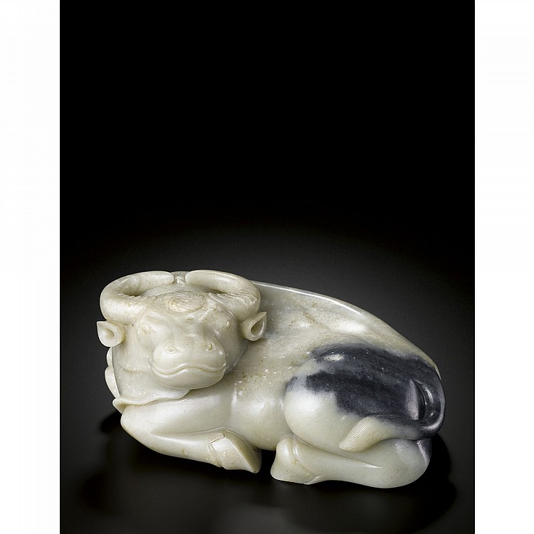 A Rare Large Black And Grey JADE WATER BUFFALO EARLY QING DYNASTY comparable sale