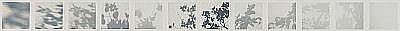 A narrow strip showing multiple small grayscale images or artworks arranged in rows.