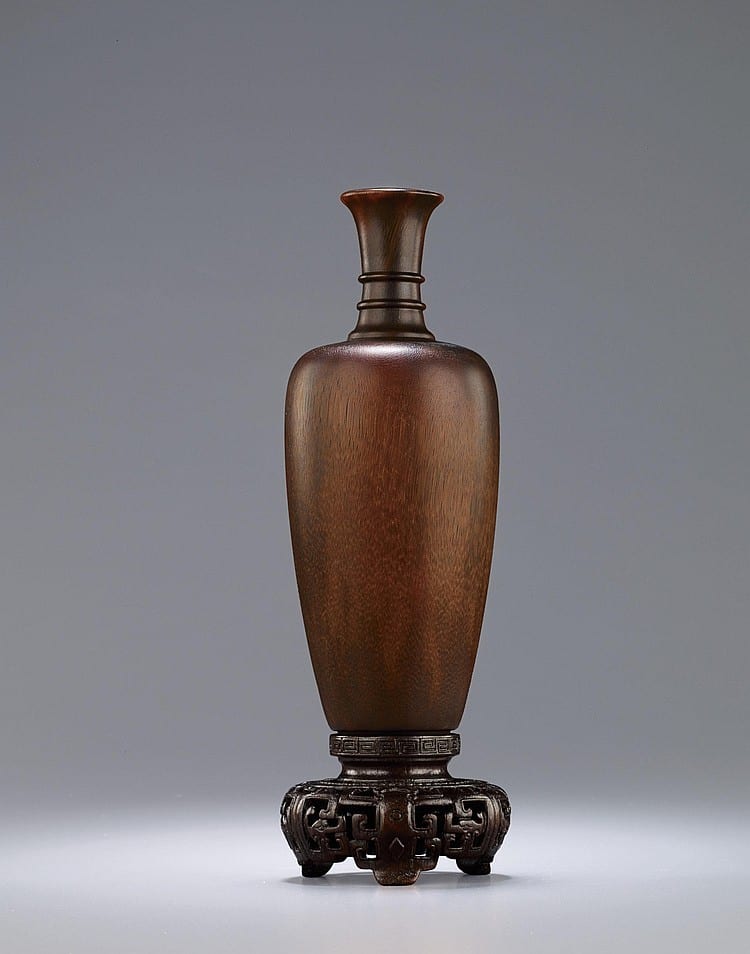 A Fine And Extremely Rare 'Three-String' Rhinoceros Horn Vase, LAIFU ZUN comparable sale