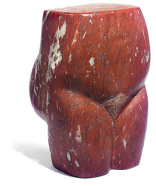 Poul Isbak comparable auction result: poul isbak female lower torso signed pi 2000 sculpture of red mottled marble h 30 cm