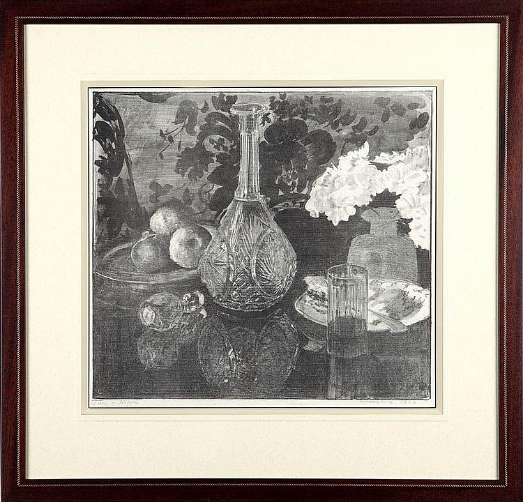 Leon Wyczólkowski comparable auction result: leon wycz lkowski martwa natura z kryszta ow karafk 1923 r