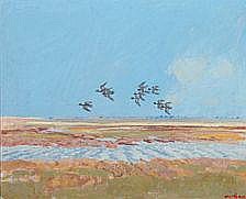 Leif Rydeng comparable auction result: leif rydeng landscape with birds signed leif