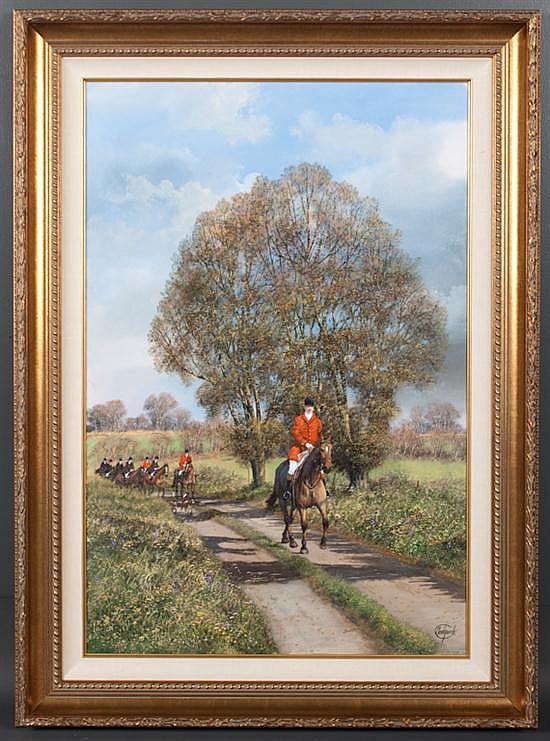 Clive Madgwick, British, 1934-2005, Leading the Hunt", oil on canvas, 36 x 24 in., framed sold by Alex Cooper, lot 718 — auction record photograph