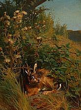 adolf mackeprang a hare hiding in a bush signed · Bruun Rasmussen Auctioneers · 2010-09-08 Adolf Henrik Mackeprang comparable auction result: adolf mackeprang a hare hiding in a bush signed