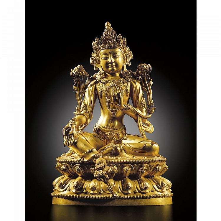 A Rare Large Gilt-Bronze Figure Of AVALOKITESHVARA MARK AND PERIOD OF XUANDE comparable sale