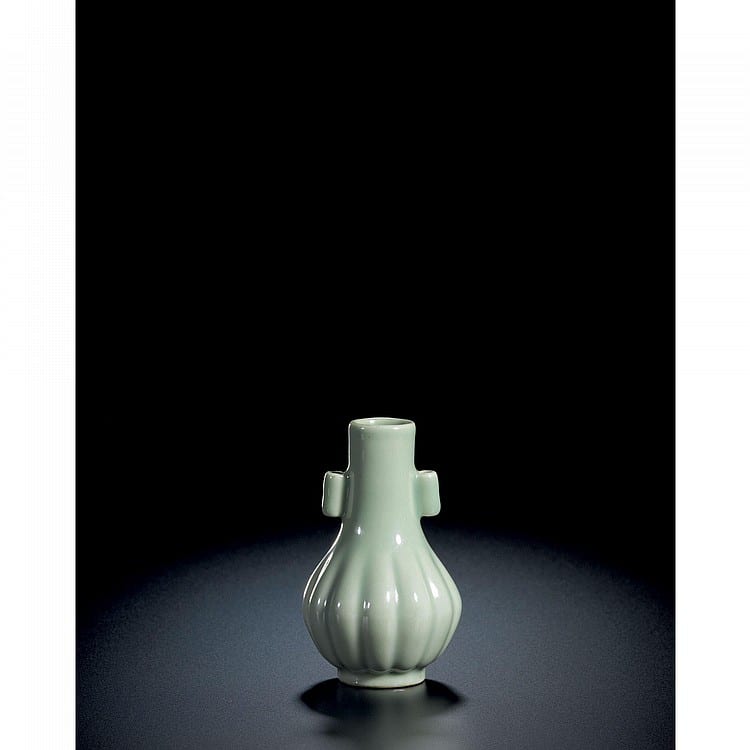 A Fine Miniature Celadon Pear-Shaped Vase SEAL MARK AND PERIOD OF QIANLONG comparable sale