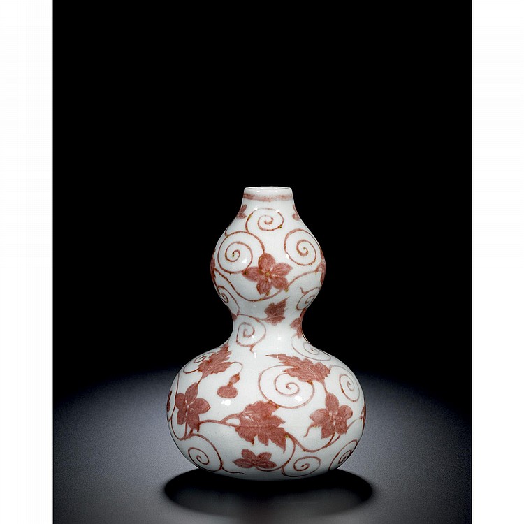 A Fine And Rare Copper-Red Double-Gourd Vase Qing Dynasty, KANGXI PERIOD comparable sale