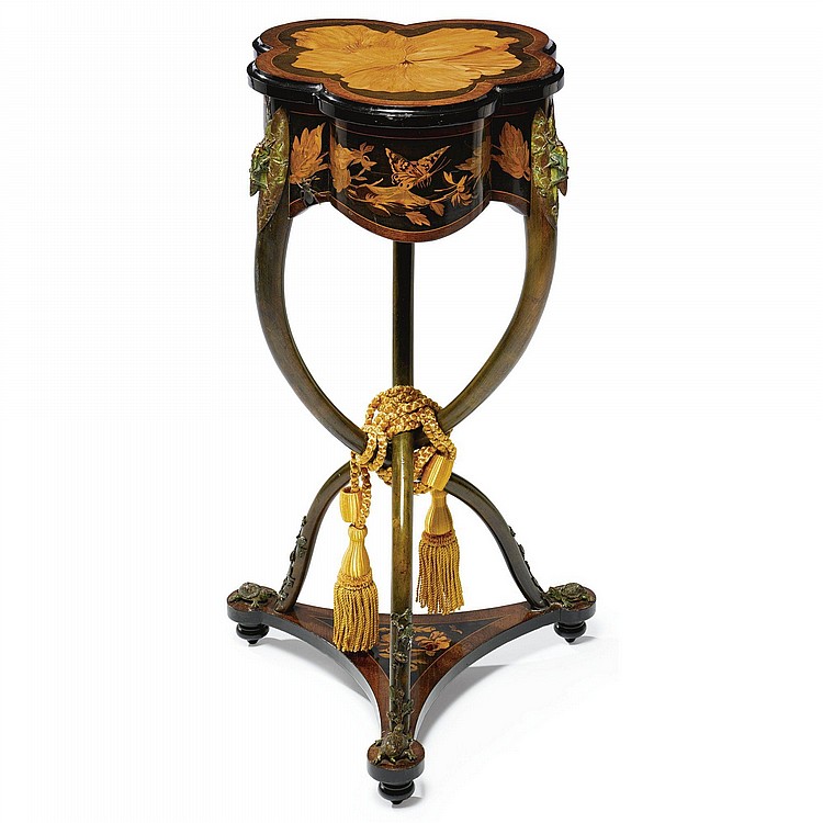 Charles-Guillaume Diehl comparable auction result: charles guillaume diehl 1811 d circa 1885 a rare and fine cold painted and enamelled copper mounted fruitwood inlaid table paris circa 1878