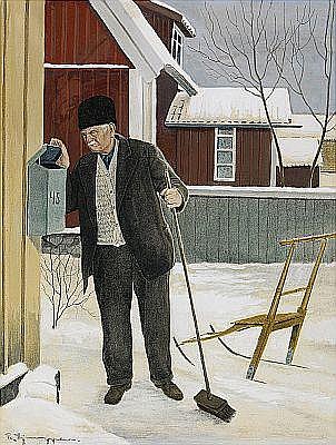 Reinhold Ljunggren comparable auction result: reinhold ljunggren 1920 2006 man med kvast