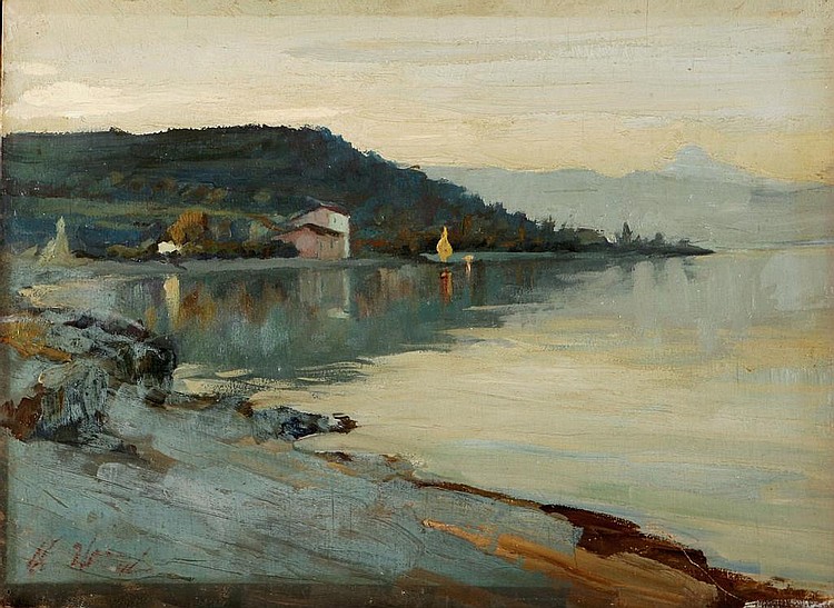 Arturo Verni comparable auction result: arturo verni 1891 1960 lake scene with houses