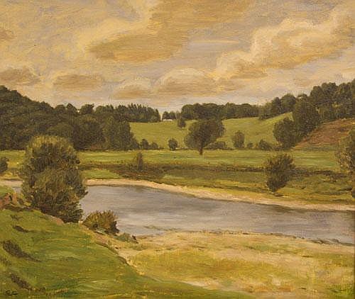 Evan Charlton comparable auction result: evan charlton 1904 1984 on the usk titled