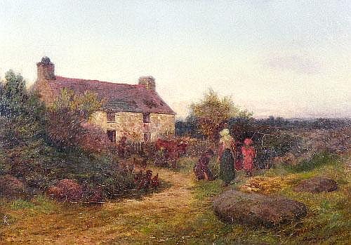 henry measham figures before a farm cottage oil · Halls Fine Art · 2010-12-15 Henry Measham comparable auction result: henry measham figures before a farm cottage oil