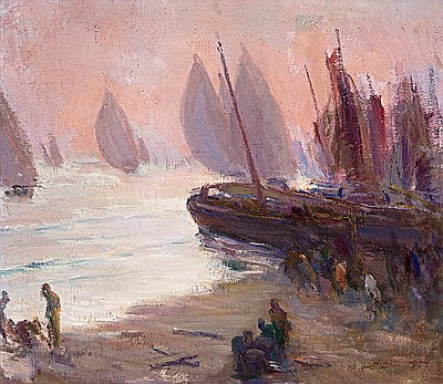 Alexandre de Cabanyes comparable auction result: alexandre de cabanyes vilanova i la geltr 1877 1972 hoguera en la playa leo sobre lienzo