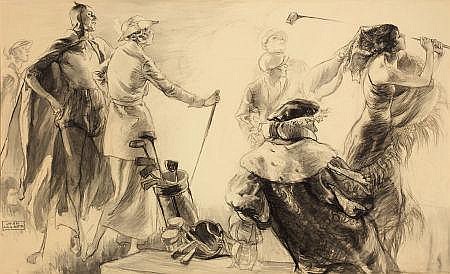 John La Gatta comparable auction result: john la gatta american 1894 1976 golf outing conte c