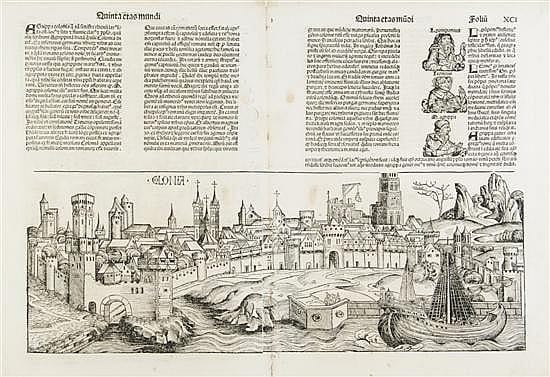 Nicolas René (1732) Jollain comparable auction result: n incunable leaves schedel hartmann size of full sheet 18 x 25 1 4 inches