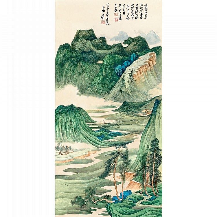 Zhang Daqian (CHANG DAI-CHIEN, 1899-1983) SPRING MOUNTAINS IN SICHUAN comparable sale