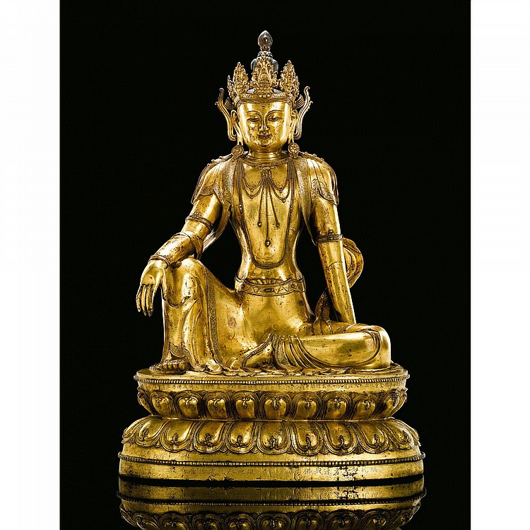 A Magnificent And Very Rare Inscribed Gilt-Bronze Figure Of Avalokitesvara Ming Dynasty, XUANDE PERIOD, DATED TO 1435 comparable sale