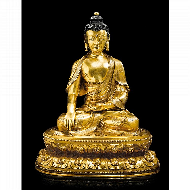 A Magnificent And Exceptionally Large Gilt-Bronze Figure Of Shakyamuni Buddha Ming Dynasty, 15TH / 16TH CENTURY comparable sale
