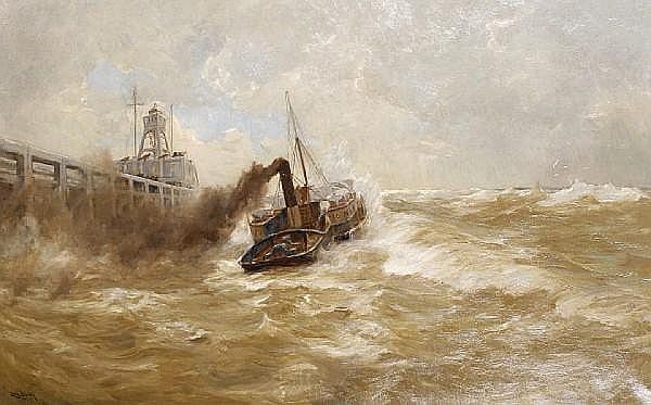 Erwin Carl Wilhelm Günther comparable auction result: erwin carl wilhelm g nther german 1864 1927 a paddle steamer in rough waters