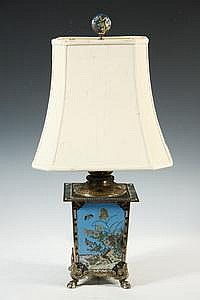 Auction comp thumbnail for Japanese Cloisonne Oil Lamp Converted to Electric (Thomaston Place Auction Galleries, Lot 773)