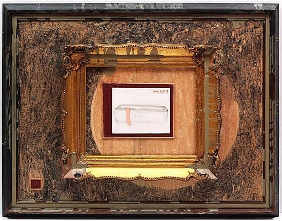 Boris Viskin comparable auction result: boris viskin marat firmado y fechado 2005 al reverso leo encausto y collage sobre madera 94 x 120 cm con certificado del artista