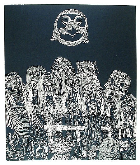 Manuel Izqueirdo comparable auction result: manuel izqueirdo night festival black woodcut