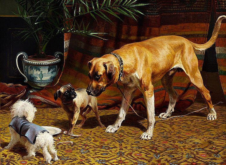 adolf mackeprang dogs fighting over bones · Bruun Rasmussen Auctioneers · 2011-05-30 Adolf Henrik Mackeprang comparable auction result: adolf mackeprang dogs fighting over bones