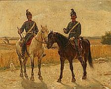 Valdemar Irminger comparable auction result: valdemar irminger dragoons on horseback signed