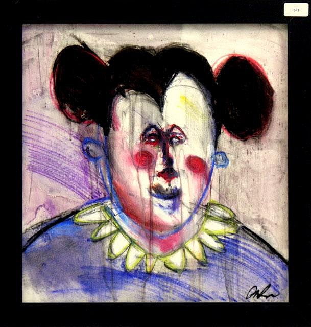 KRISPY comparable auction result: krispy aus title aunty jack medium oil and mixed media on board
