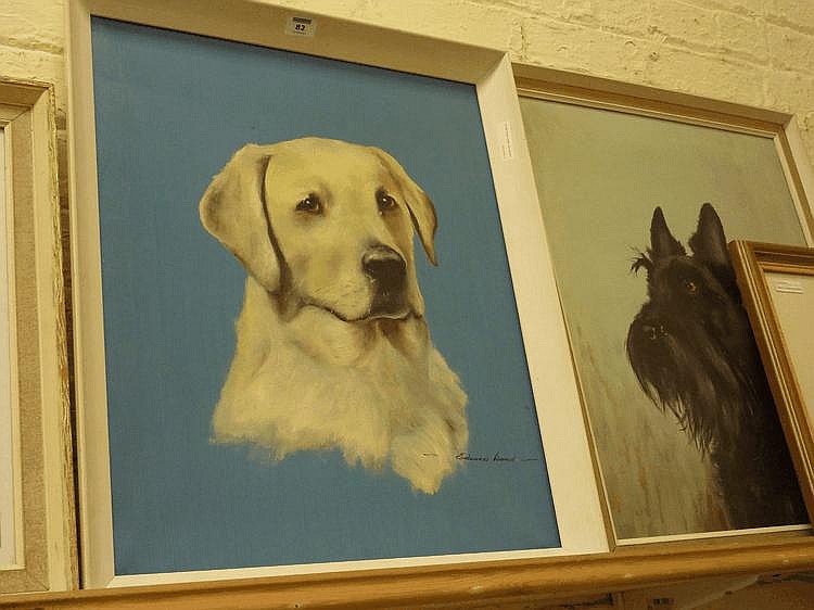 Edward  Ward comparable auction result: labrador and highland terrier pair of portraits