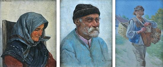 Hermann Reisz comparable auction result: hermann reisz austrian 1865 1920 three works including i seated womanoil on canvas on boardsigned h reisz upper left15 x 12