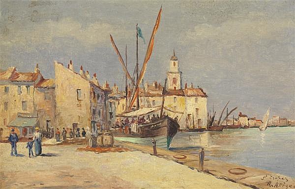 Raymond Allègre comparable auction result: raymond all gre 1857 1933 petit port de saint tropez huile sur panneau sign e et situ e en bas droite 21 x 31 cm