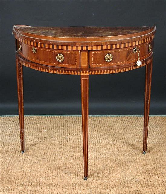 An early 19th century Dutch mahogany demi lune side table, circa 1810, sold by Cheffins, lot 830 — auction record photograph