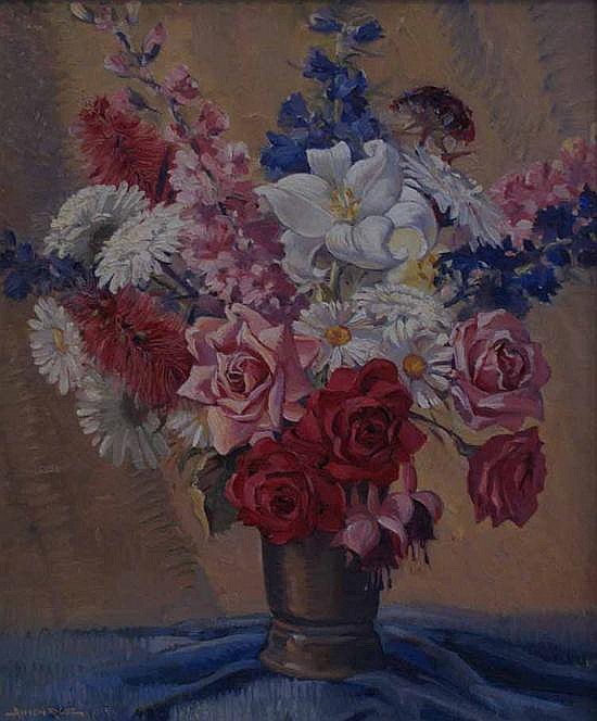 Anton David Riebe comparable auction result: anton david riebe 1905 1986 a mixed bunch spring s best oil on board