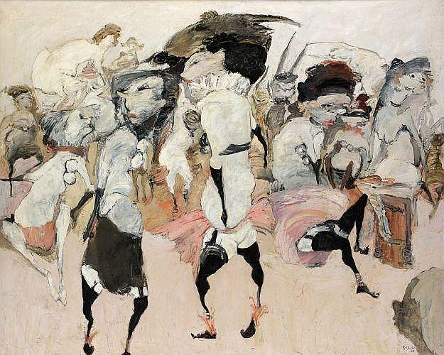 Roger Edgar GILLET (1924-2004) UNE SOIREE CHEZ POLLAC, 1968 Oil on canvas sold by Artcurial, lot 71 — auction record photograph