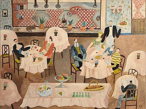 Joanna Carrington comparable auction result: joanna carrington aka reg pepper british 1931 2003 french cafe scene sight 17 1 2 x 23 1 2in