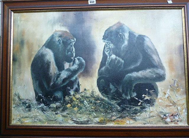 Paul Apps comparable auction result: paul apps b 1958 lowland gorillas oil on