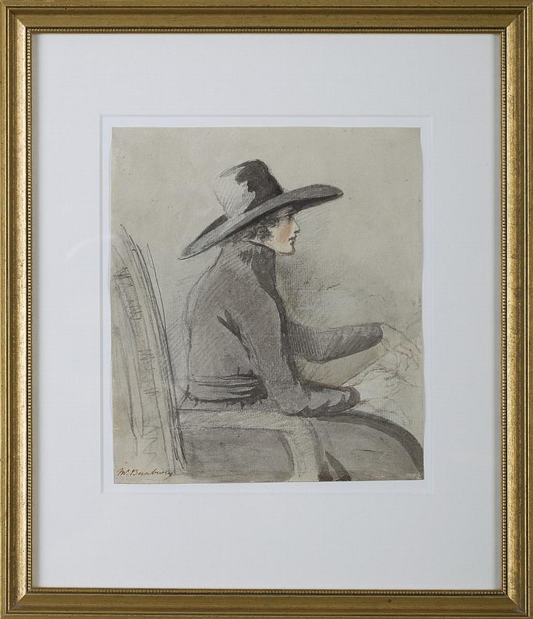 HENRY WILLIAM BUNBURY (BRITISH 1750-1811). SELF-PORTRAIT OF THE ARTIST SKETCHING. sold by Bourgeault-Horan Antiquarians, lot 257 — auction record photograph