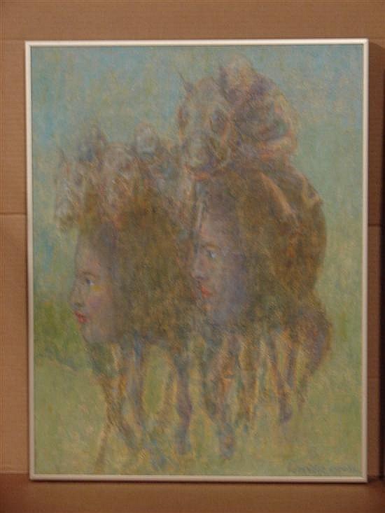 Beveridge Moore comparable auction result: beveridge moore 1915 2004 dark horses oil on canvas