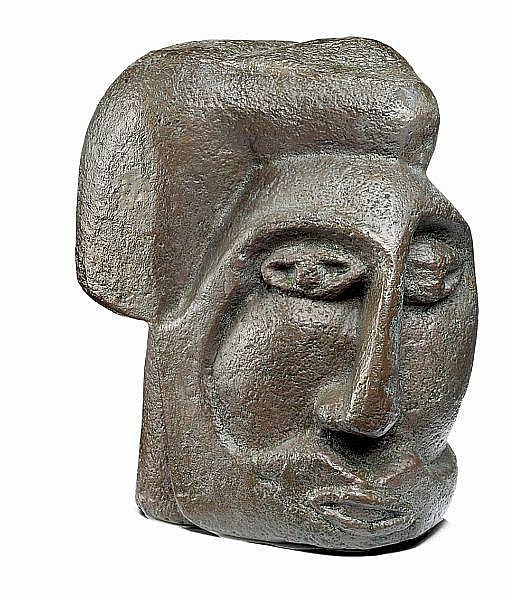 Poul Isbak comparable auction result: poul isbak visage signed p i 64 patinated bronze h 22 cm w 14 cm d 11