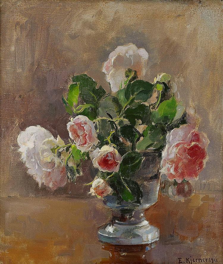 Esther Kjerner comparable auction result: esther kjerner 1873 1952 stilleben med rosor