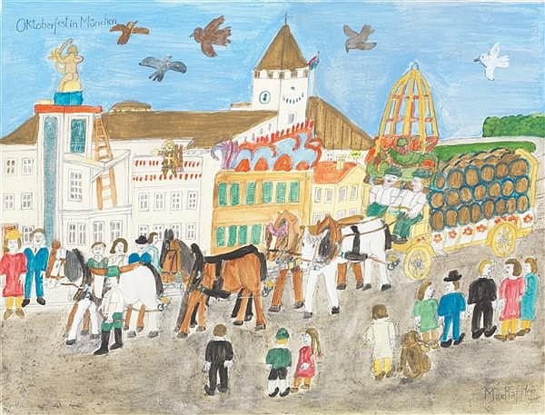 Max Raffler (1902-1988) Fête d'octobre à Munich Aquarelle sur papier Signée en bas à gauche 36 x 47 cm sold by Tajan, lot 144 — auction record photograph