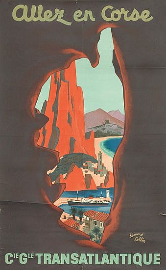 Edouard Collin comparable auction result: edouard collin 1906 1983 allez en corse 25x15 inches 64x40 cm editions transatlantique france